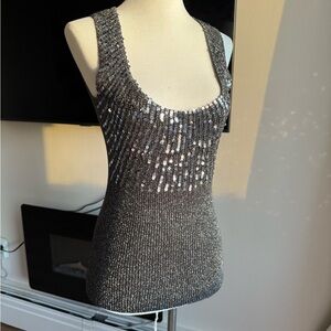 Le Chateau Glittering Silver Tank Top